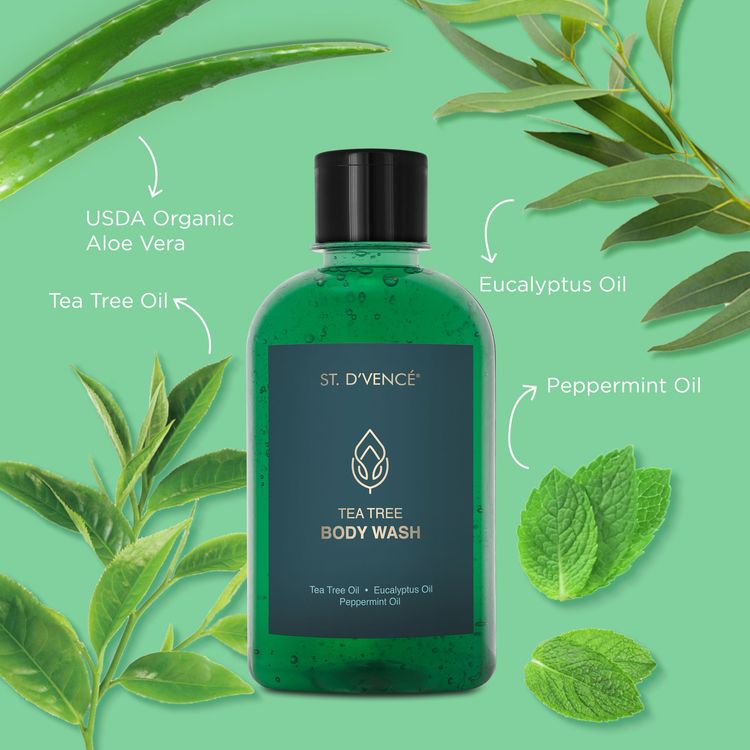 ST. D´VENCE Tea Tree Body Wash With Eucalyptus Oil & Peppermint Oil (275 ml)