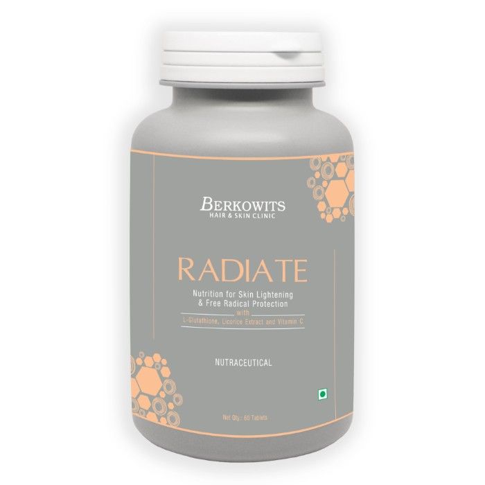 berkowits radiate l glutathione 600mg beauty supplements for skin lightening whitening antioxidants supplements for skin glow fairness 60
