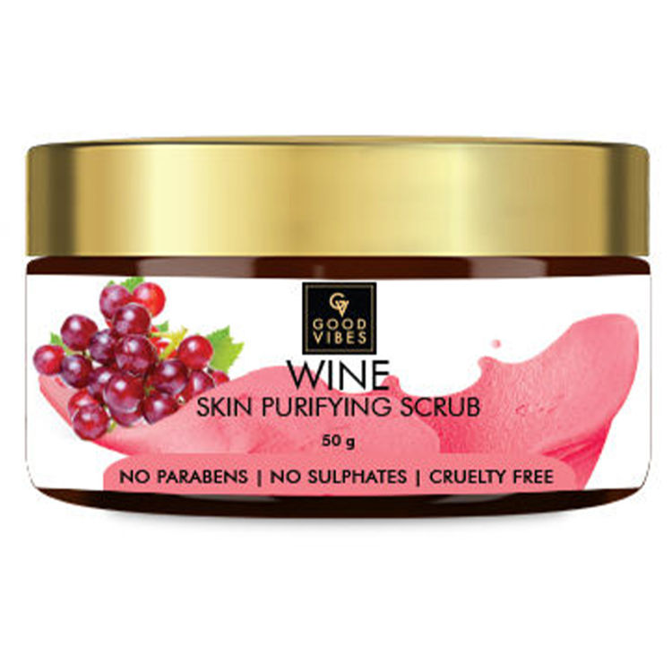 Buy Good Vibes Wine Skin Purifying Face Scrub | Anti-Ageing, Oil Control | No Parabens, No Sulphates, No Mineral Oil, No Animal Testing (50 g)