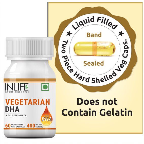 INLIFE Vegetarian 3 DHA Algal Oil Supplement 400 mg Per Serving - 60 Liquid Filled Vegetarian Capsules Online | Purplle