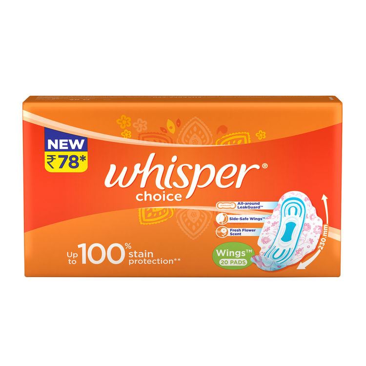 Buy Whisper Choice Wings Sanitary Pads Regular Size 20 pc online at