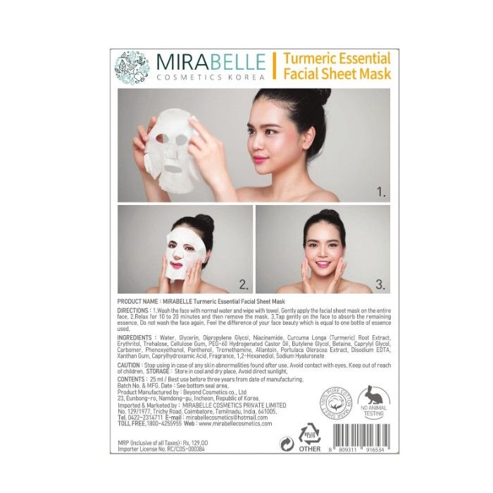Download Mirabelle Korea Turmeric Essential Facial Sheet Mask A Pack Of 5 PSD Mockup Templates