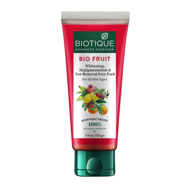 Buy Biotique Bio Fruit Whitening Depigmentation Tan Removal Face Pack 50gm Online Purplle