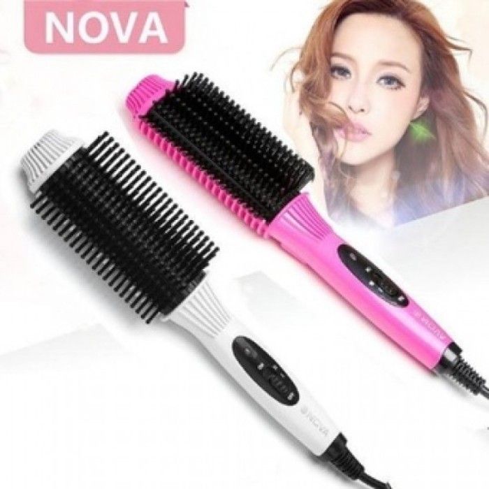 Nova 8810 2 In 1 Ceramic Auto Electric Hair Comb Curler Straightener