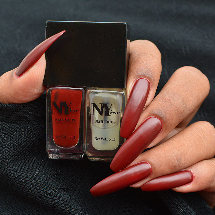 Buy NY Bae Nail Paint Duos, Red Creme Polish with 