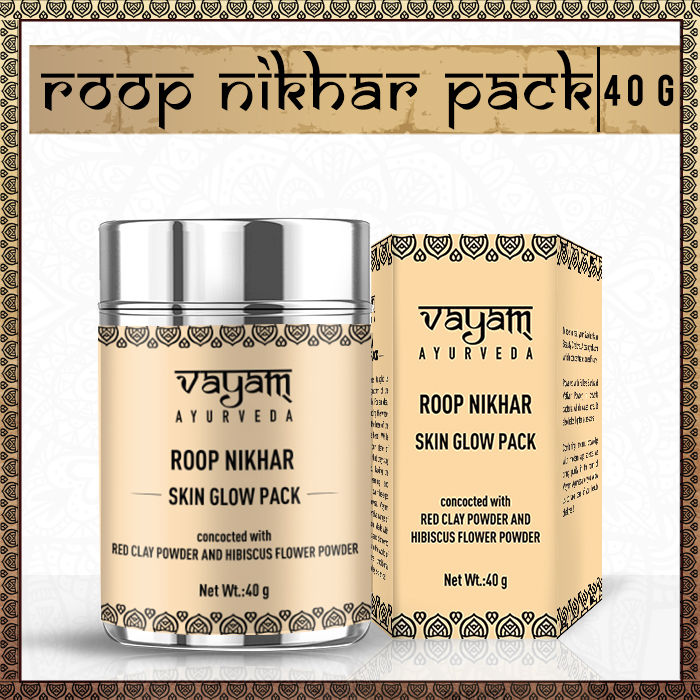 Vayam Ayurveda Roop Nikhar Skin Glow Pack concocted with Red Clay Powder and Hibiscus Powder (40 g)