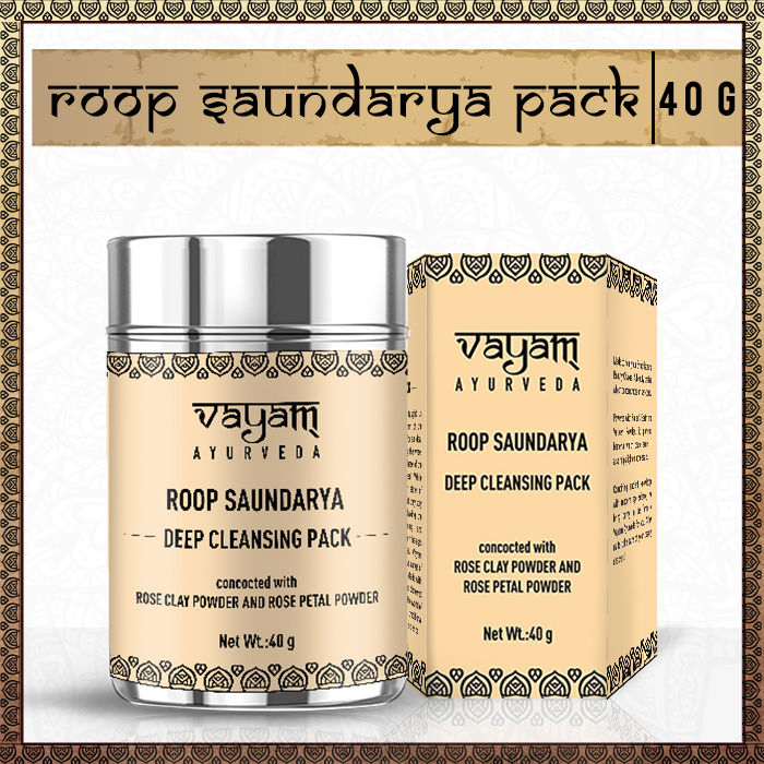 Vayam Ayurveda Roop Saundarya Deep Cleansing Face Pack concocted with Rose Clay Powder and Rose Petal Powder (40 g)