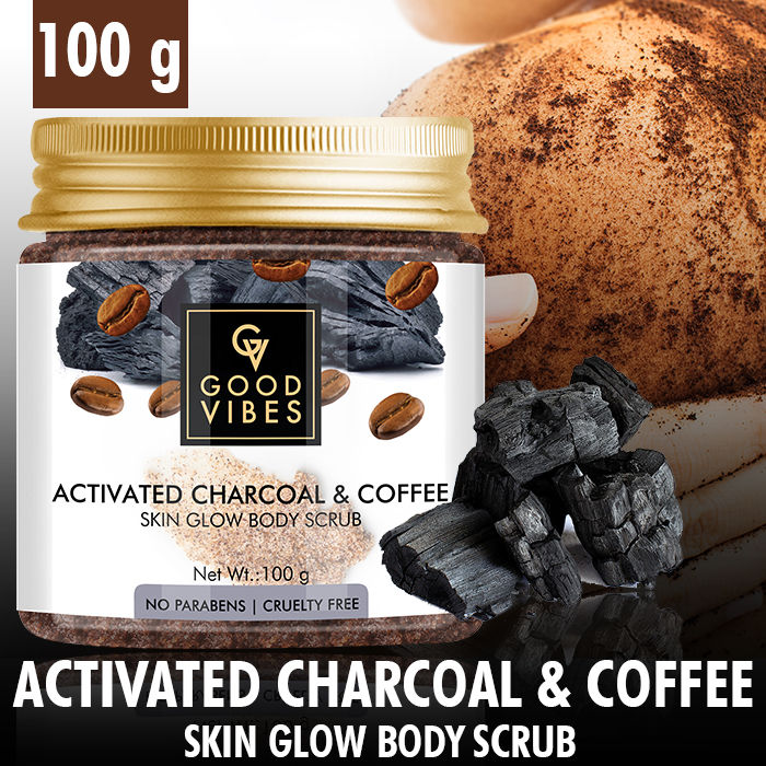 Good Vibes Skin Glow Body Scrub Activated Charcoal Coffee 100 G