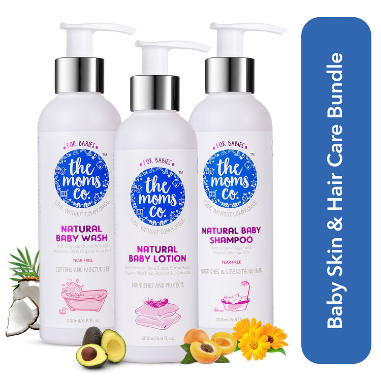 Buy The Moms Co. Natural Bath Essentials For Baby with Shampoo (200 ml), Lotion (200 ml) and