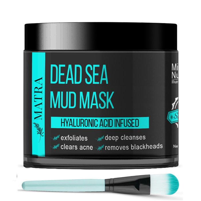 Matra Dead Sea Mud Mask For Face Acne Blackheads Hyaluronic Acid Infused Free Face Mask Brush 100 G