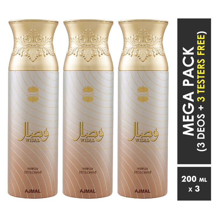 Buy Ajaml Wisal Deodorants Spray For Women 200ml each (Pack of 3, 600ml