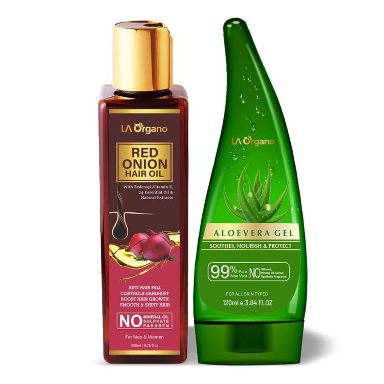 La Organo Red Onion Hair Oil 200 Ml Aloe Vera Multipurpose Beauty Gel 120 Ml la organo red onion hair oil 200 ml aloe vera multipurpose beauty gel 120 ml