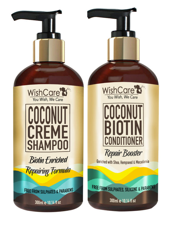 Buy WishCare Coconut Creme Shampoo and Coconut Biotin Conditioner (Each