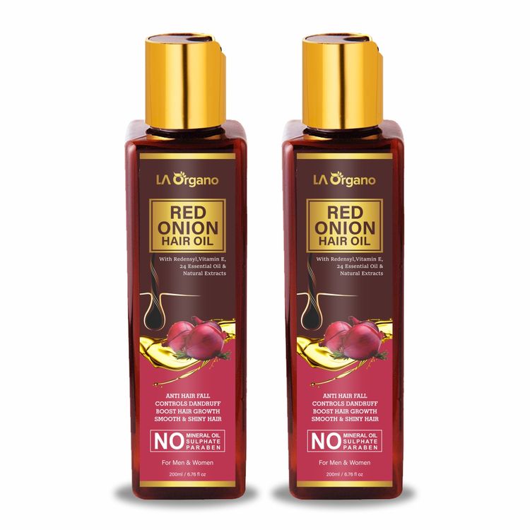 La Organo Red Onion Hair Oil With Redensyl Vitamin E Natural Extracts For Men Women Hair Oil 200 Ml Pack Of 2