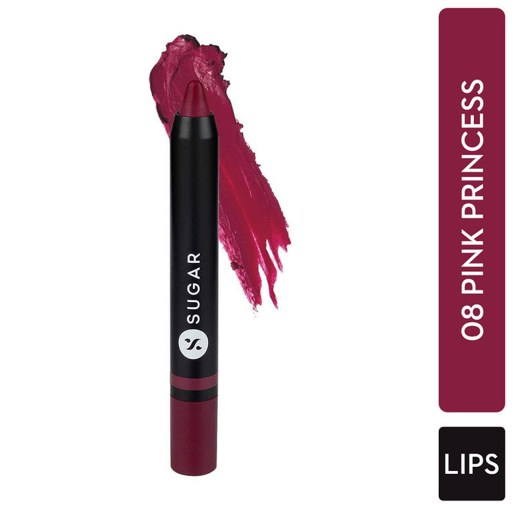 Buy Sugar Cosmetics Plush Crush Creme Crayon Lipstick 08 Pink Princess Pink With A Blue Undertone 1 8 G Online Purplle