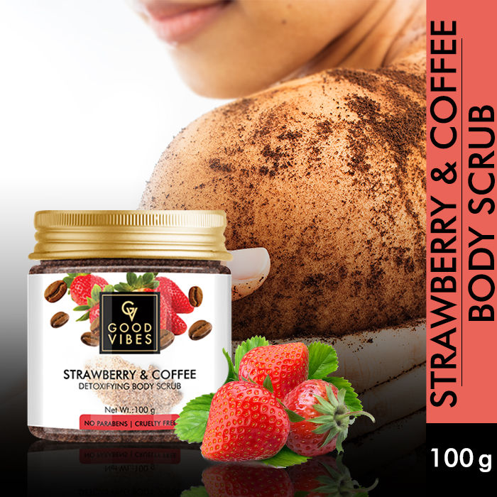 Good Vibes Strawberry and Coffee Detoxifying Body Scrub (100 gm)
