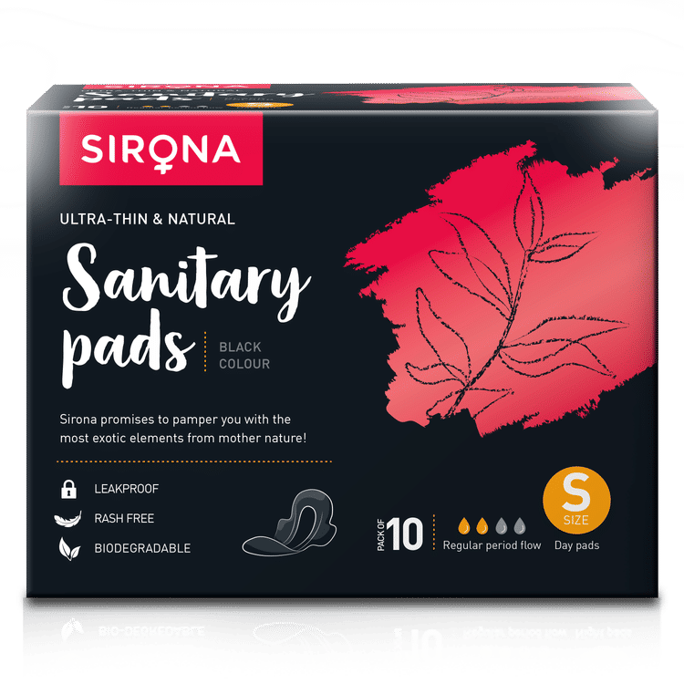 Buy Sirona Biodegradable Super Soft Black Sanitary Pads/Napkins