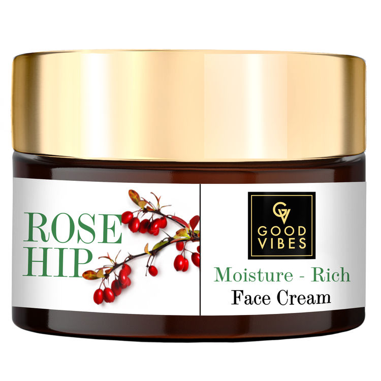 Good Vibes Rosehip Moisture Rich Face Cream | Lightening, Nourishing | With Jojoba Oil | No Parabens, No Sulphates, No Mineral Oil (50 g)