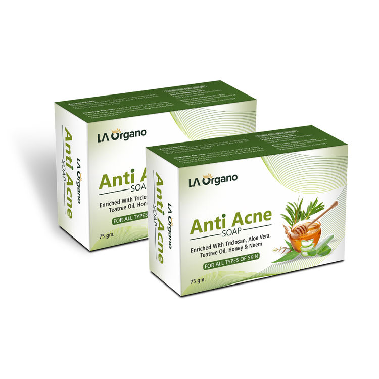Buy La Organo Anti Acne Soap For Remove Acne Blemishes Scars Pimples Dark Spots For All Skin Type 75 G Pack Of 2 Online Purplle