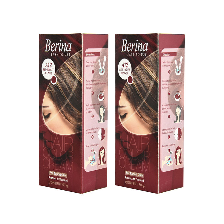 Berina A 12red Violet Blonde Hair Color Cream 60gm Pack Of 2
