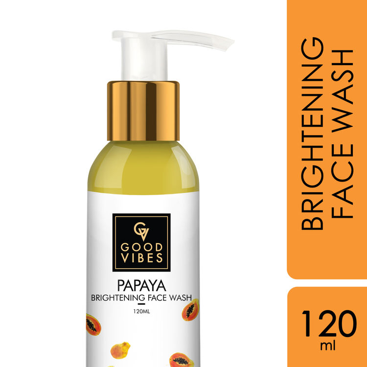 Good Vibes Papaya Brightening Face Wash | Deep Pore Cleansing, Non-Drying | With Mulberry | No Parabens, No Mineral Oil, No Animal Testing (120 ml)