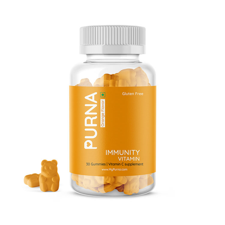 Buy Purna Immunity Vitamin C Orange Gummies for Adults Vegan, 100