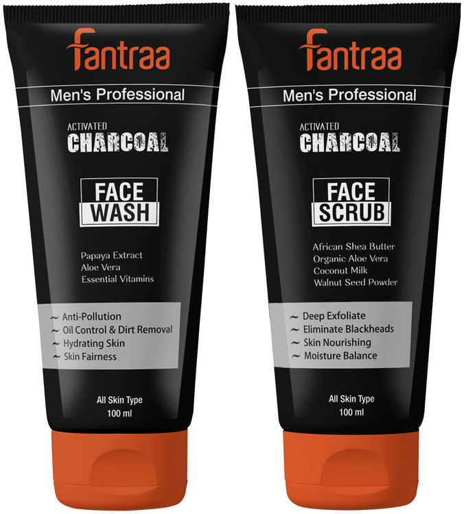 Buy Fantraa Activated Charcoal Face Wash and Scrub Combo online at