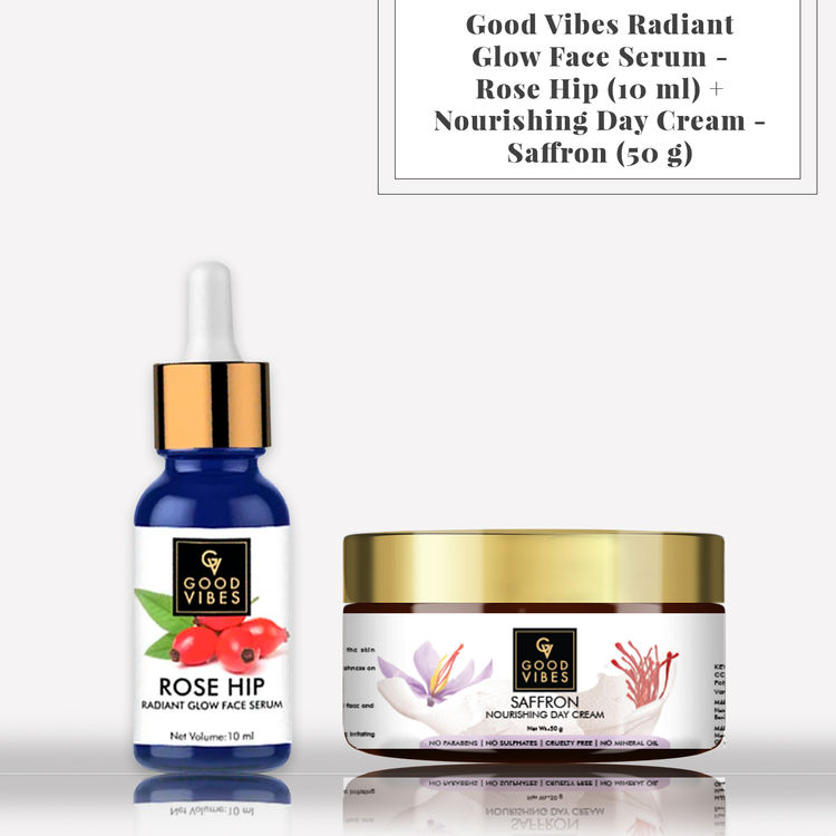 Good Vibes Radiant Glow Face Serum Rose Hip 10 Ml Nourishing Day Cream Saffron 50 G Saffron worlds the most expensive spice. good vibes radiant glow face serum rose hip 10 ml nourishing day cream saffron 50 g