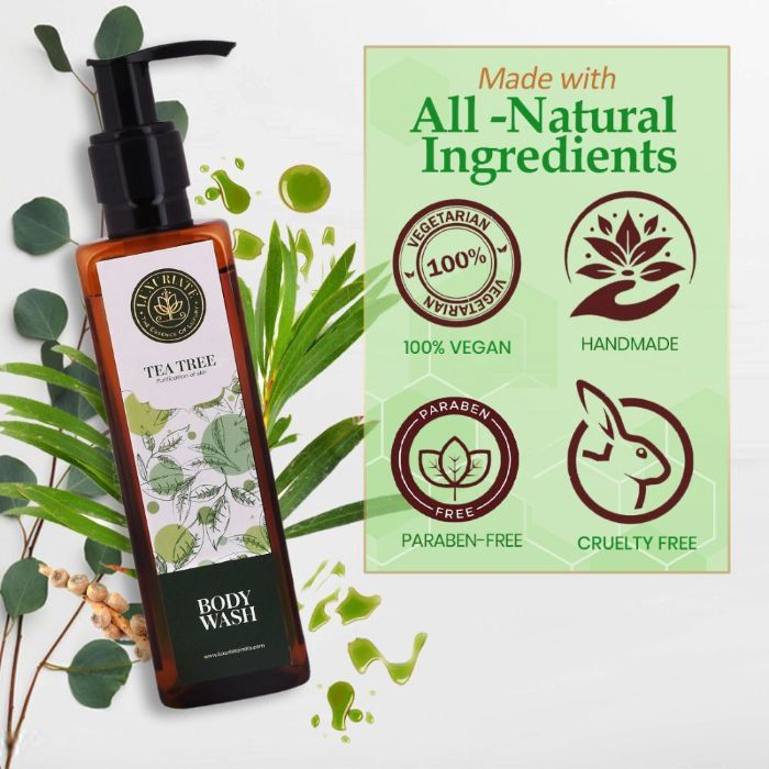 LUXURIATE 100% Natural Purification of Skin Tea Tree Body Wash Shower Liquid for Men and Women(200 ml)
