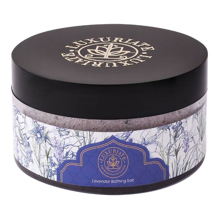 Buy LUXURIATE Lavender Bathing Salt Enriched With Essential Oil and Lavender Buds, For Bath,Foot, Aching Muscles & Refreshing Body Preservatives Free,150 gm - Purplle