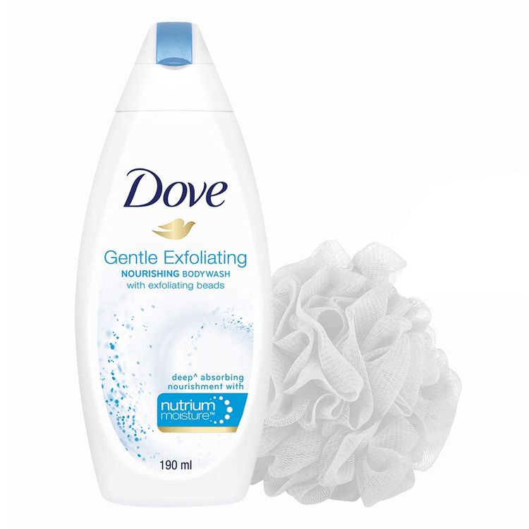 Dove Gentle Exfoliating Nourishing Body Wash & loofah (190 ml)