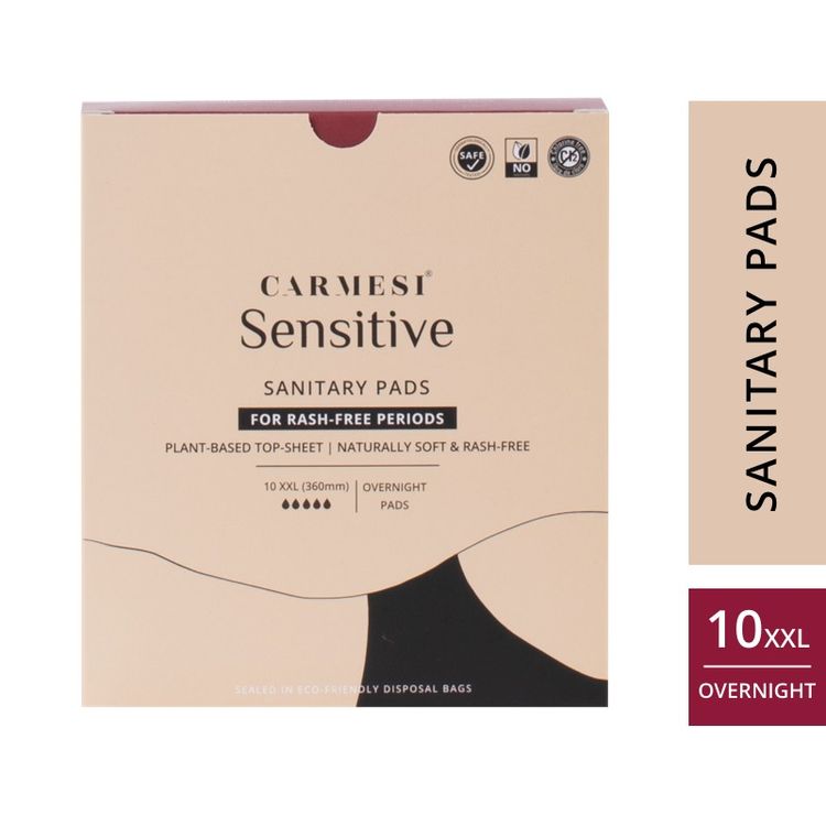 Carmesi Sensitive - Sanitary Pads for Rash-Free Periods (10 XXL)