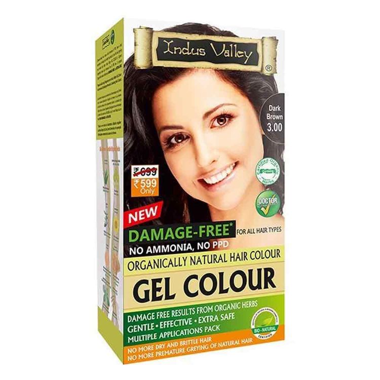Indus Valley Organically Natural Gel Dark Brown & Chaitan Fonce 3.00 Hair Color - (220 g)