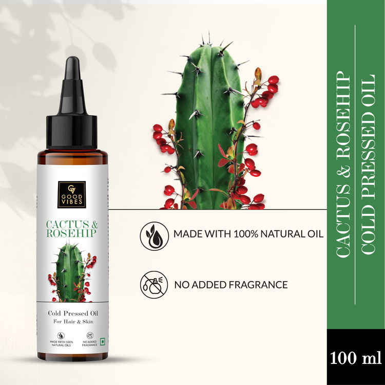 Buy Good Vibes Cactus And Rosehip Cold Pressed Oil For Hair & Skin (100 ml) 