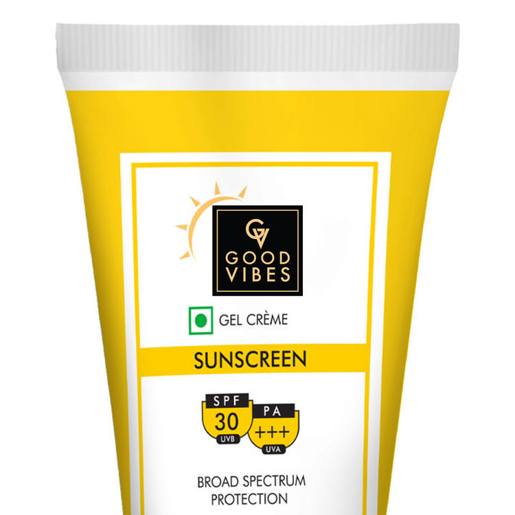 Buy Good Vibes UVA & UVB Protection SPF 30 PA+++ Broad Spectrum Gel Creme | Water Resistant, Anti-Ageing | No Parabens, No Animal Testing (50 g)