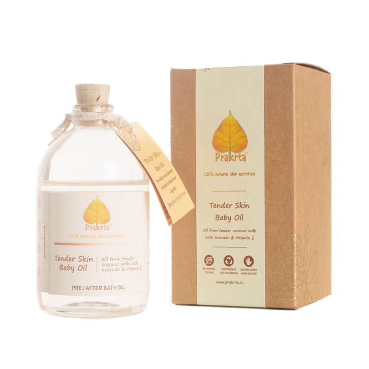 Buy Prakrta Tender Skin Baby Oil Virgin Coconut Oil With Vit E And Avocado Extract 100 Natural No Mineral Oil Online Purplle