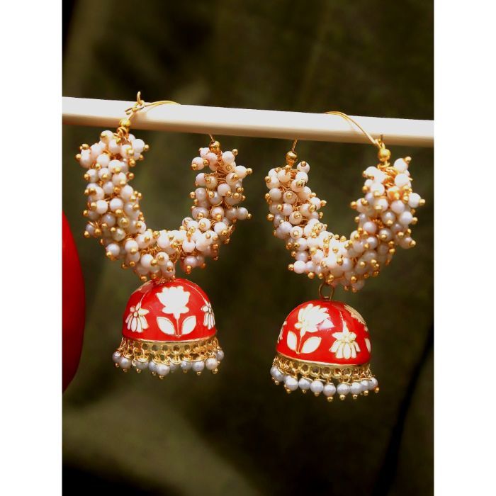 Essential Red Jhumka Earrings & Stud - RStore