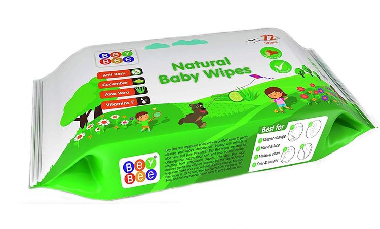 Beybee Cucumber And Aloe Vera Baby Wipes For New Born Babies 72 Count