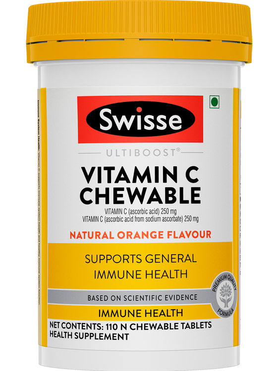 swisse ultiboost vitamin c chewable tablets for immunity natural orange flavour 110 tablets
