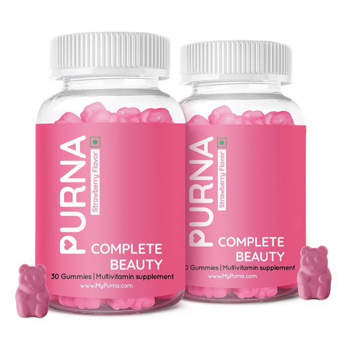 Buy Purna Gummies Purna Complete Beauty Multivitamin Strawberry Gummies for Adults & Kids (Vitamins A C D E B12 and 8 Minerals) 2 Month Pack 60 Gummy Bears (1 per day) - Purplle