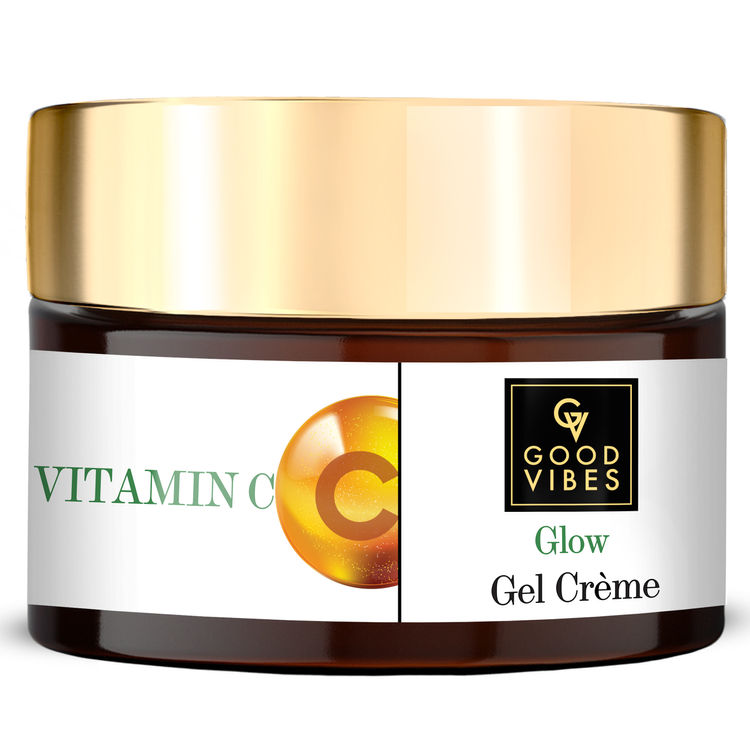 Good Vibes Vitamin C Glow Gel Creme | Easy Absorbing, Brightening | With Shea Butter | No Parabens, No Sulphates, No Mineral Oil (50 g)