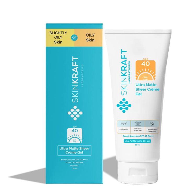 SkinKraft Ultra Matte Sheer Creme Gel Broad Spectrum SPF 40 (50ml)