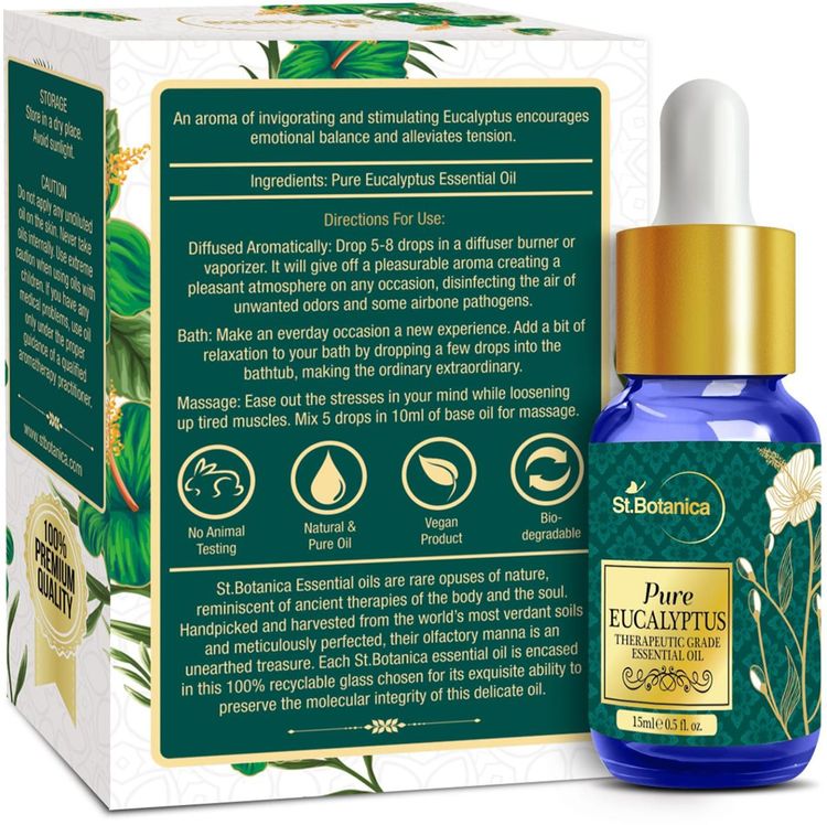 St.Botanica Pure Eucalyptus Therapeutic Grade Essential Oil (15 ml)