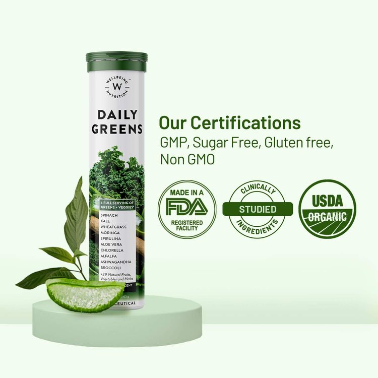 Buy Wellbeing Nutrition Daily Greens, Organic Wholefood Multivitamin with 39+ Plant Superfoods & Antioxidants(90 Tablets) Pack of 6 - Purplle