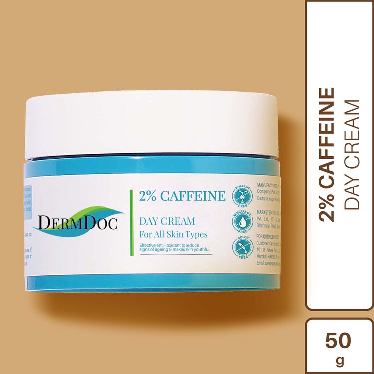 Buy DermDoc 2% Caffeine Day Cream |For All Skin Type|Moisturizing Cream that stimulates collagen production, Treats premature signs of ageing|Paraben Free, Sulfate Free, Cruelty Free - Purplle (50 gm)