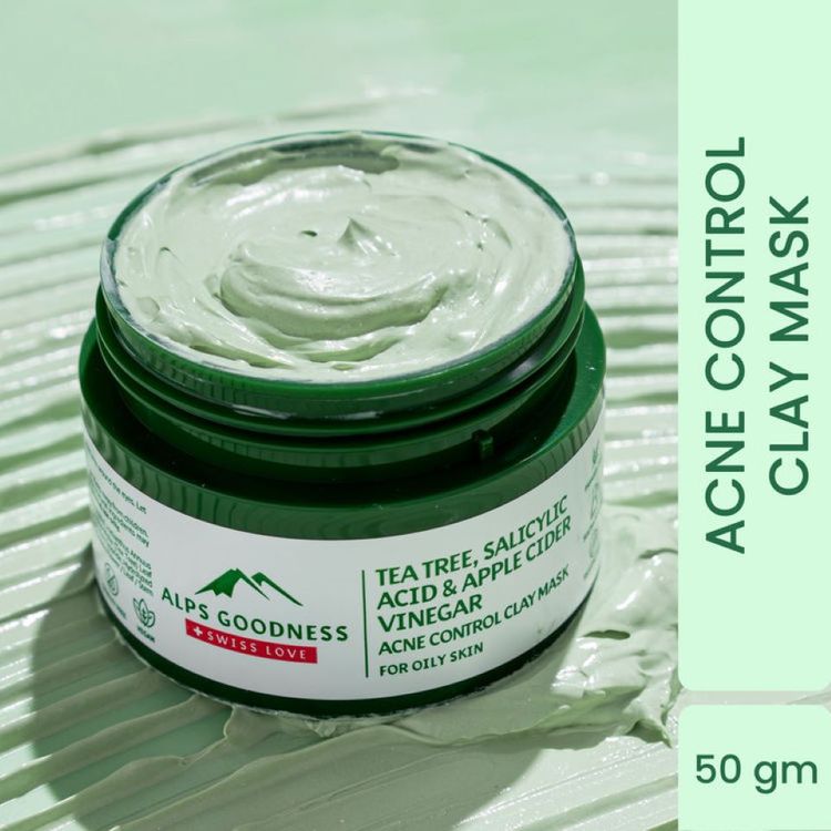 Alps Goodness Tea Tree, Apple Cider Vinegar & Salicylic Acid Acne Control French Green Clay Mask for Oily Skin- 50GRMS