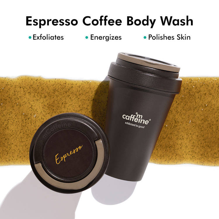 MCaffeine Espresso Energizing Coffee Body Wash with Natural AHA for Exfoliation (300 ml)