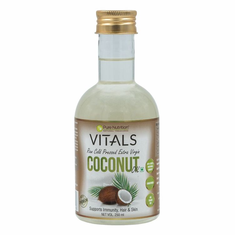Buy Pure Nutrition Vital Raw Cold Pressed Extra Virgin Coconut Oil Support Immnuity, Hair & Skin 250ML Pet Bottle - Purplle