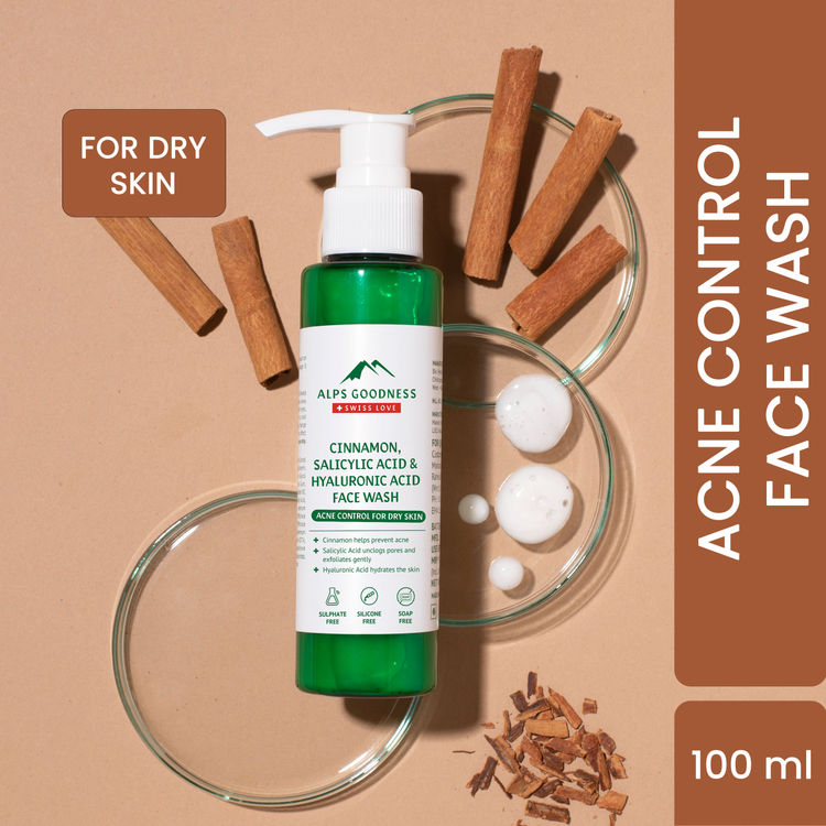 Buy Alps Goodness Cinnamon, Salicylic Acid & Hyaluronic Acid Acne Control Facewash For Dry Skin (100 ml)| For Acne Prone Dry Skin | Sulphate Free, Soap Free, Silicone Free, Paraben Free, Mineral Oil Free | Gentle Cleanser - Purplle