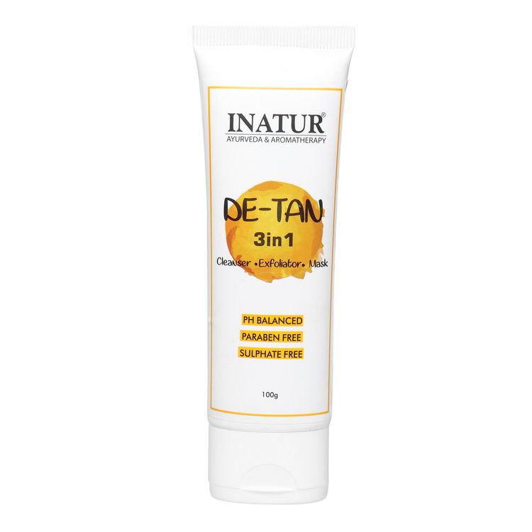Buy Inatur Detan De-tan 3 in 1 Cleanser, Exfoliator, Mask, Exfoliates - Purplle (100gm)